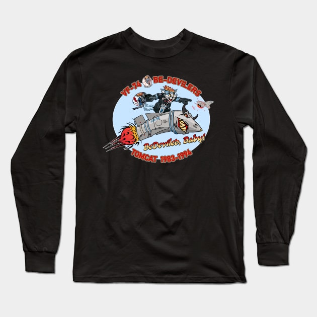 VF-74 Be-Devilers Nose Art Variation Long Sleeve T-Shirt by MBK